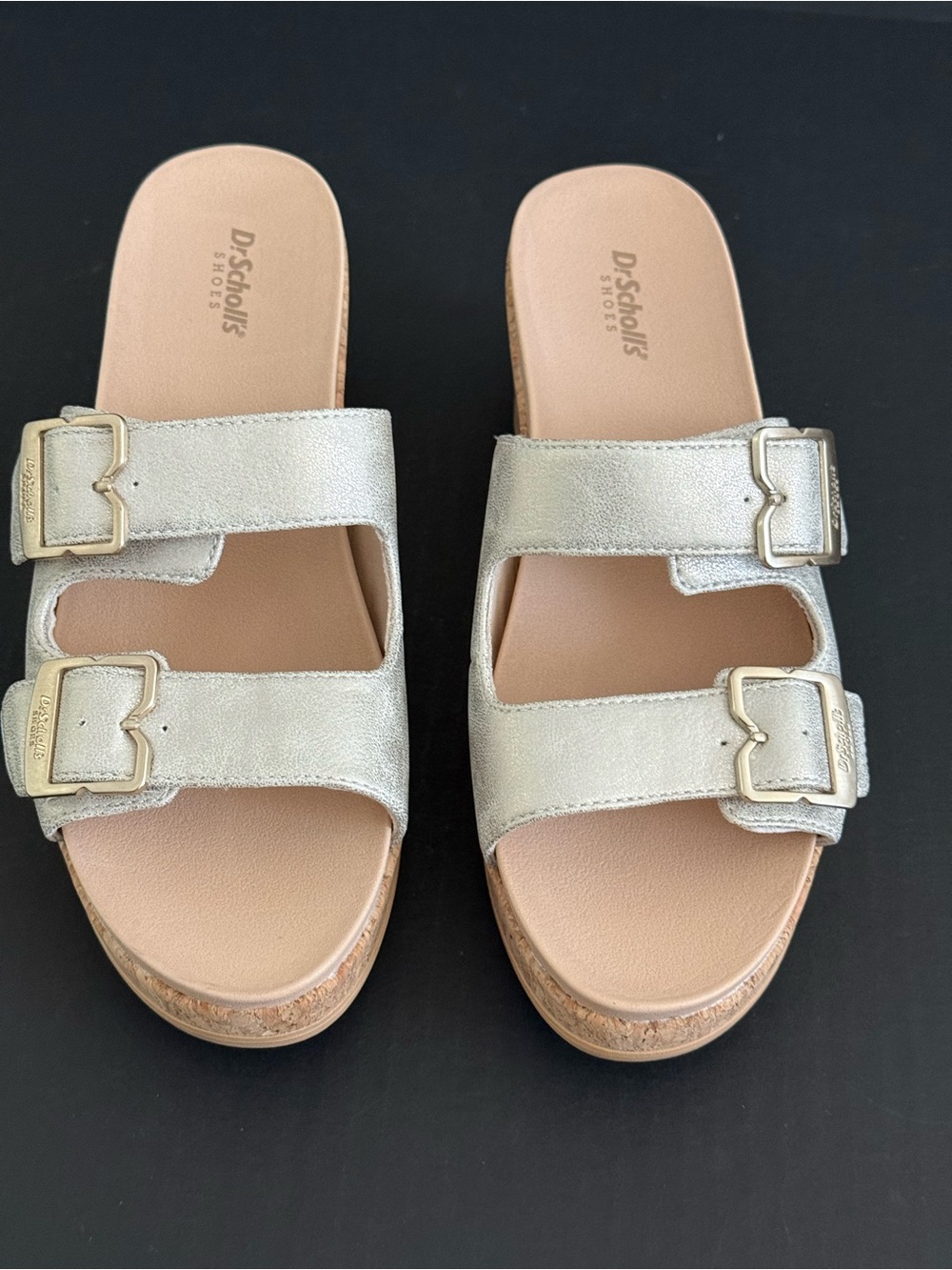 Dr. Scholl's Double-Buckle Cork Slide Mules Size 9 NEW